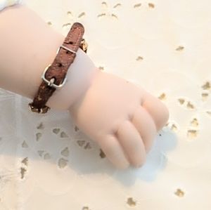 Antique Infant/Baby Bracelet - Leather & Brass